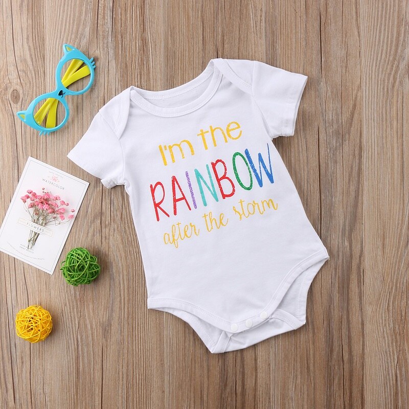 Newborn Baby Cute Boys Girls Cotton Romper Short Sleeves Letter Print Jumpsuit Summer Casual Baby Playsuit Clothes - ebowsos