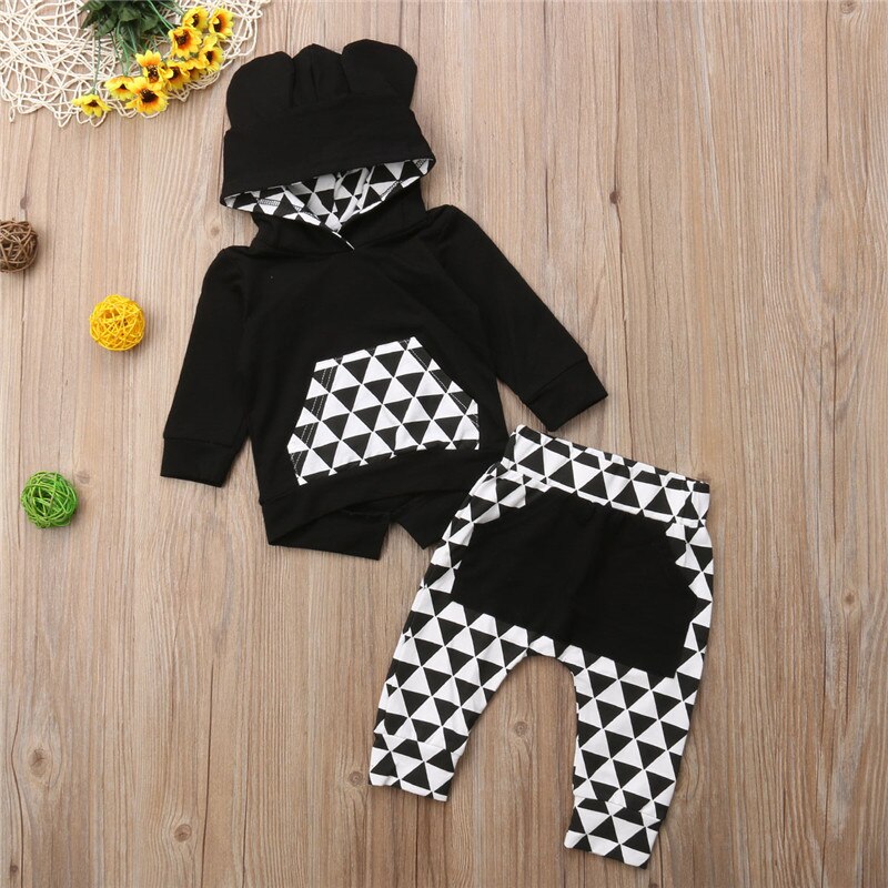 Newborn Baby Girl Boy Clothes Hoodies Coat Tops T Shirt + Long Pants Outfits Set Hot - ebowsos