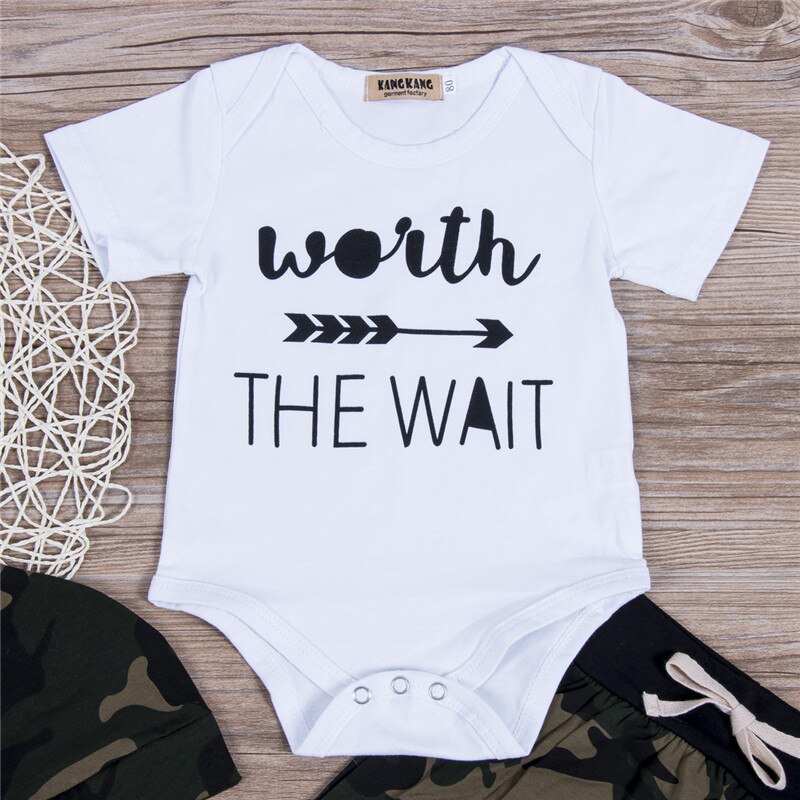 Newborn Baby Girl Boy Clothes Romper T-Shirt Long Pants And Hat Outfits 3Pcs - ebowsos