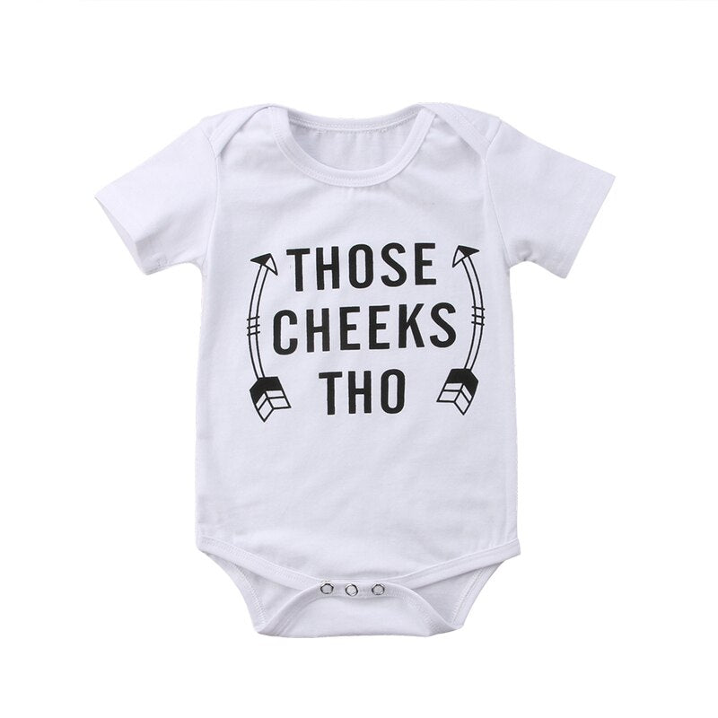 Newborn Baby Girl Boy Letter Print Cotton Short Sleeve Romper Sunsuit Jumpsuit Outfits Clothes Set - ebowsos