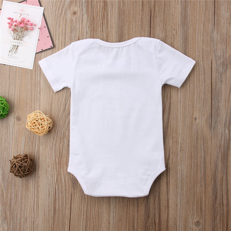 Newborn Baby Girl Boy Letter Print Cotton Short Sleeve Romper Sunsuit Jumpsuit Outfits Clothes Set - ebowsos