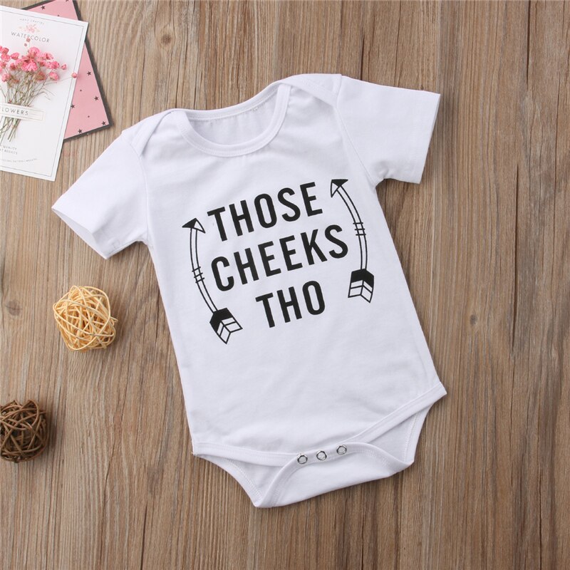 Newborn Baby Girl Boy Letter Print Cotton Short Sleeve Romper Sunsuit Jumpsuit Outfits Clothes Set - ebowsos