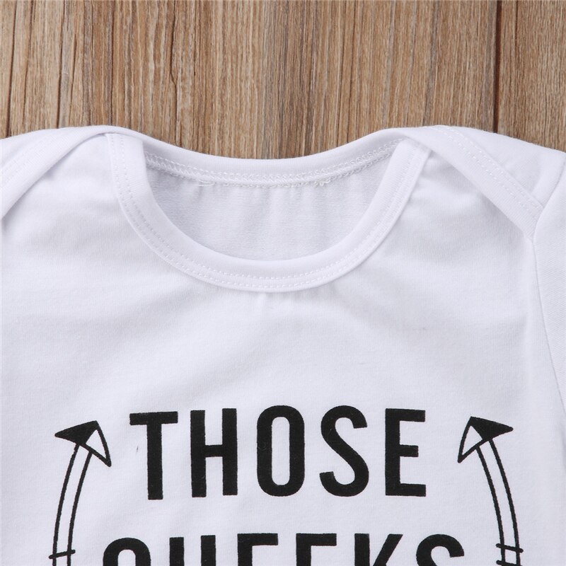 Newborn Baby Girl Boy Letter Print Cotton Short Sleeve Romper Sunsuit Jumpsuit Outfits Clothes Set - ebowsos