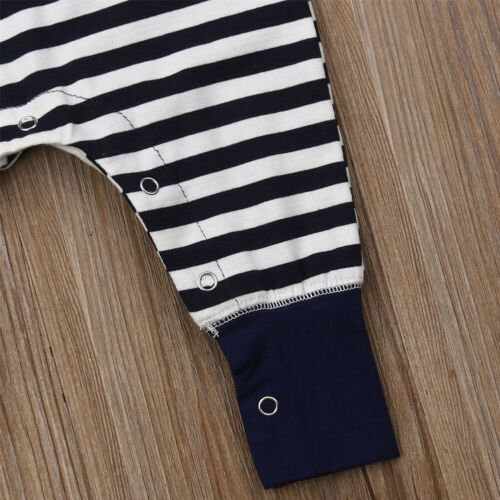 Newborn Baby Girl Boy Vest Stripe Romper Jumpsuit Clothes Outfit - ebowsos