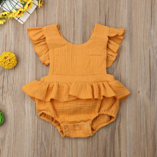 Newborn Baby Girl Clothes Blackless Ruffle Romper Sleeveless Jumpsuit Sunsuit Outfit Cotton Clothes - ebowsos