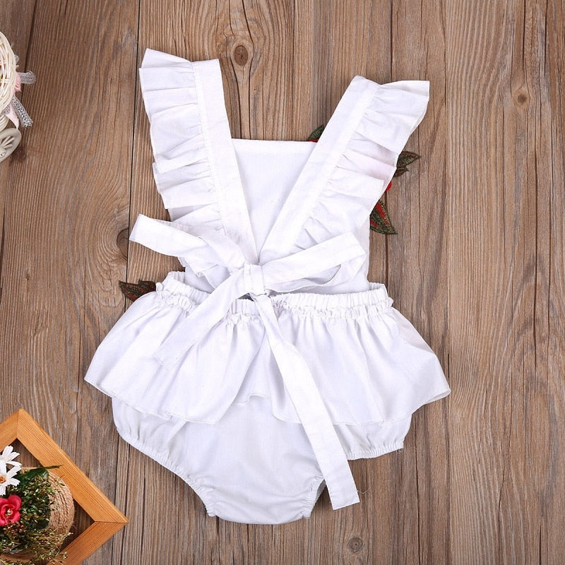 Newborn Baby Girl Clothes Flower Backless Romper Jumpsuit Sunsuit - ebowsos