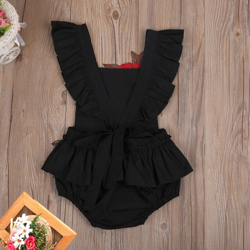 Newborn Baby Girl Clothes Flower Backless Romper Jumpsuit Sunsuit - ebowsos