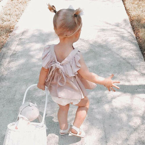 Newborn Baby Girl Clothes Ruffled Sleeve Backless Top+Cute Shorts 2Pcs Outfit - ebowsos