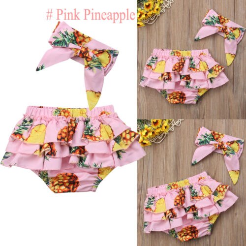 Newborn Baby Girl Floral Short Briefs Headband Outfit Clothes Set - ebowsos