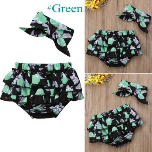 Newborn Baby Girl Floral Short Briefs Headband Outfit Clothes Set - ebowsos