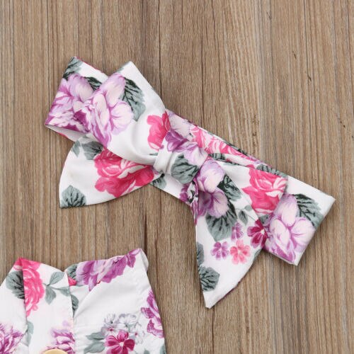 Newborn Baby Girl Floral Summer Sleeveless Romper Jumpsuit+Headband Outfits Summer Sunsuit Clothes Set - ebowsos