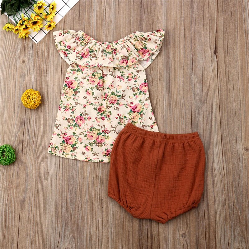 Newborn Baby Girl Floral Tops Dress+Short Pants Summer Clothes - ebowsos