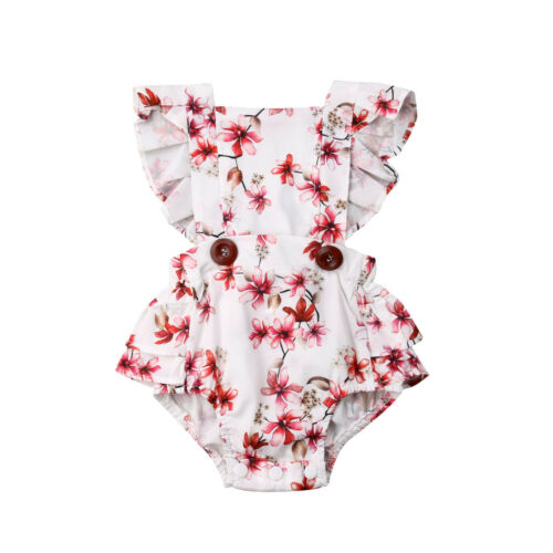 Newborn Baby Girl Flower Lace Clothes Patchwork Jumpsuit Romper Outfits - ebowsos