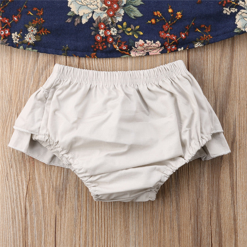 Newborn Baby Girl Irregular Vest Tops+PP Shorts Pants Floral +hendband 3Pcs Outfits - ebowsos