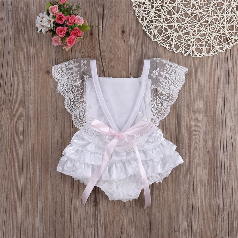 Newborn Baby Girl Jumpsuit Summer Cotton Clothes Lace Ruffles Romper Sunsuit Outfits Clothes - ebowsos