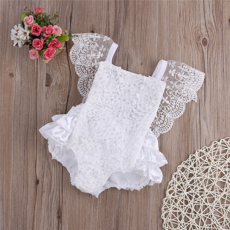 Newborn Baby Girl Jumpsuit Summer Cotton Clothes Lace Ruffles Romper Sunsuit Outfits Clothes - ebowsos