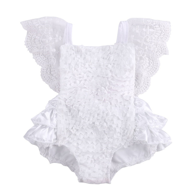 Newborn Baby Girl Jumpsuit Summer Cotton Clothes Lace Ruffles Romper Sunsuit Outfits Clothes - ebowsos