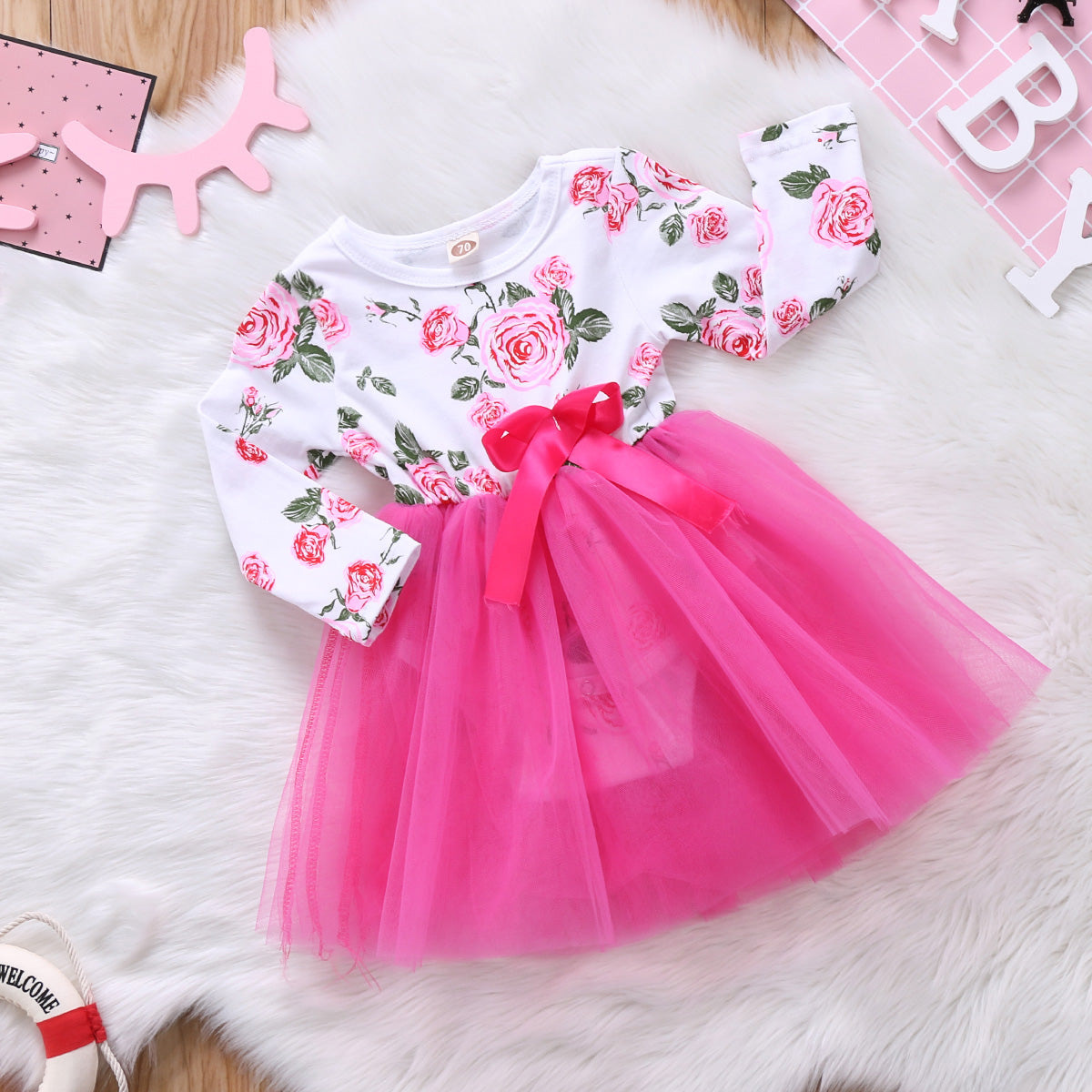 Newborn Baby Girl Jumpsuit Tulle Lace Dress Clothe Outfit Floral Dress For Baby Girls - ebowsos