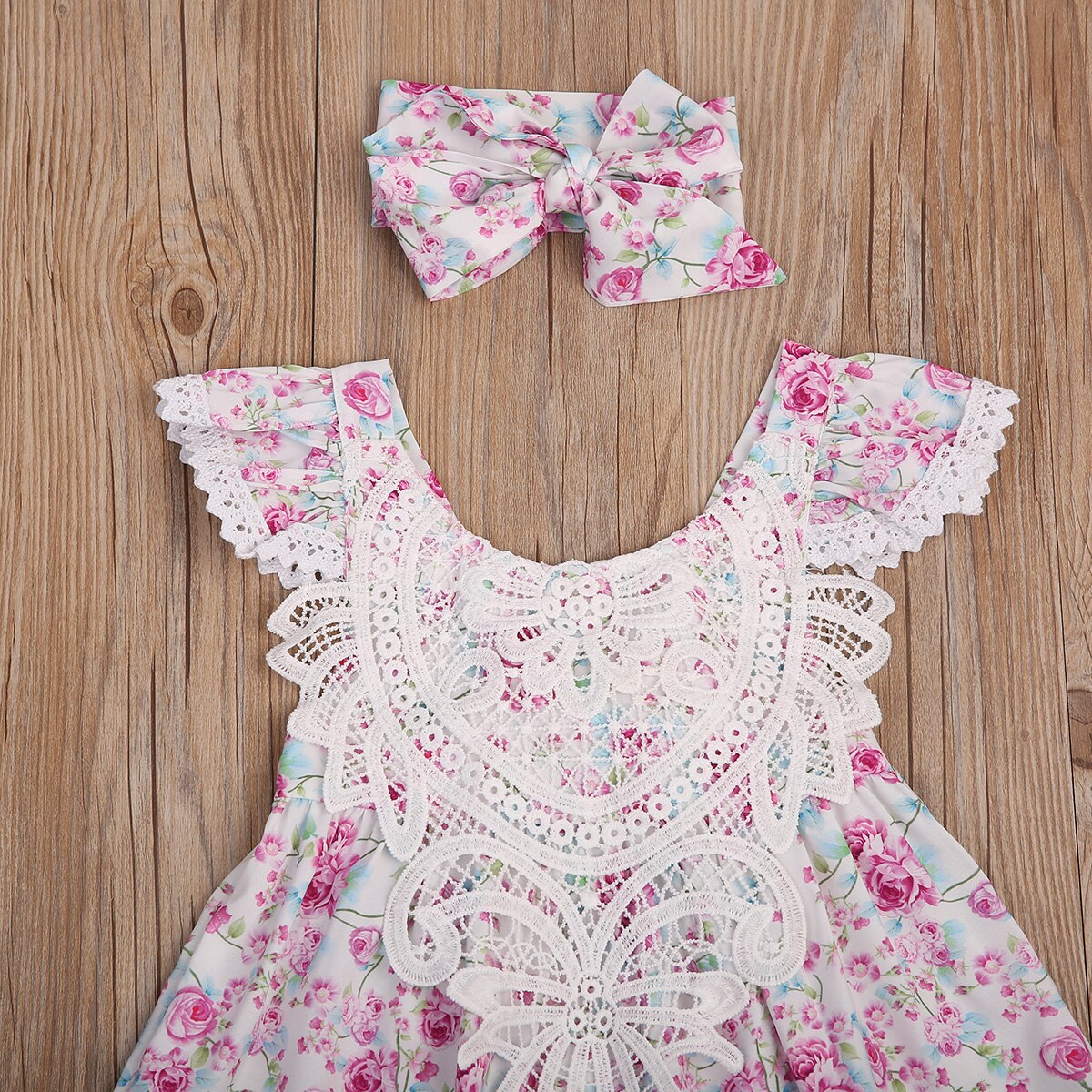 Newborn Baby Girl Kid Floral Sundress Clothes Outfit Dress Headband Sets Dresses - ebowsos