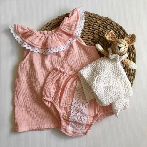 Newborn Baby Girl Lace Rufflde Tops+PP Pants Sunsuit Outfits Clothes Summer 2Pcs Set - ebowsos