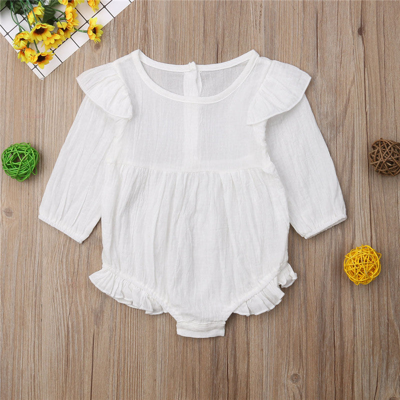 Newborn Baby Girl Long Sleeve Romper Ruffle Jumpsuit Set Outfit Clothes - ebowsos