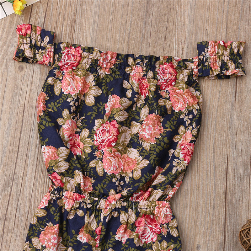 Newborn Baby Girl Off Shoulder Romper Jumpsuit Floral Clothes Outfit Kids Baby Clothing - ebowsos