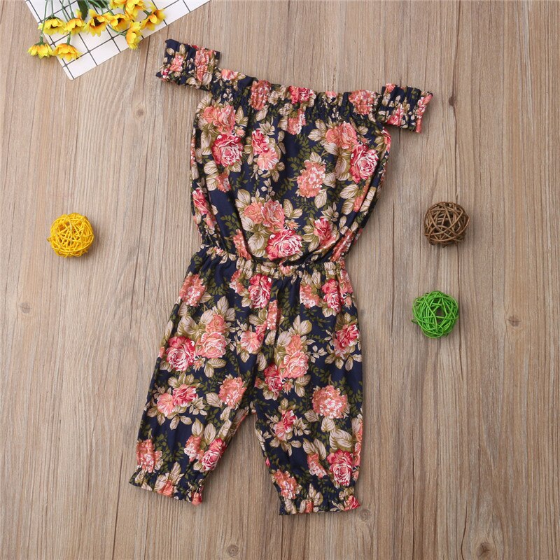 Newborn Baby Girl Off Shoulder Romper Jumpsuit Floral Clothes Outfit Kids Baby Clothing - ebowsos