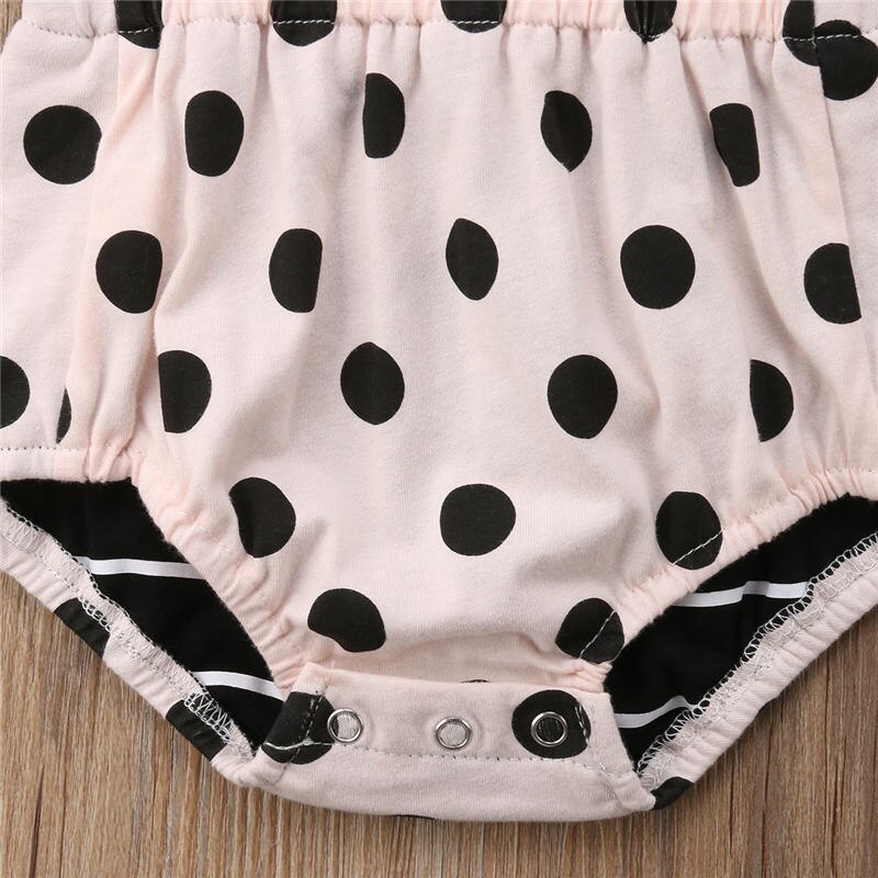 Newborn Baby Girl Polka Dot Vest Romper Jumpsuit+Headband Outfits Sunsuit Clothes - ebowsos