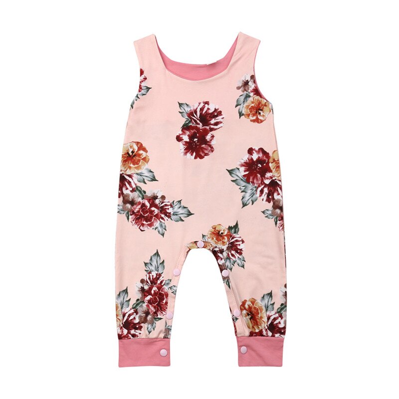 Newborn Baby Girl Romper Sleeveless Jumpsuit Floral Pirnt Sleeveless Sunsuit Summer Playsuit Clothes - ebowsos