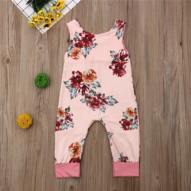 Newborn Baby Girl Romper Sleeveless Jumpsuit Floral Pirnt Sleeveless Sunsuit Summer Playsuit Clothes - ebowsos