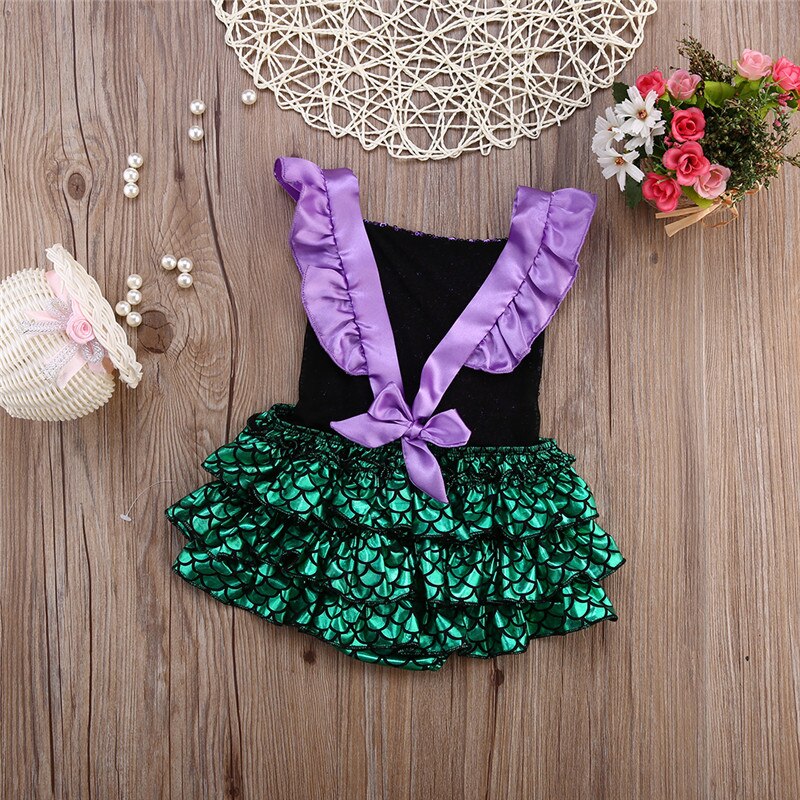 Newborn Baby Girl Sequins Romper Jumpsuit Outfits Sunsuit Mermaid Swimwear Swimming - ebowsos