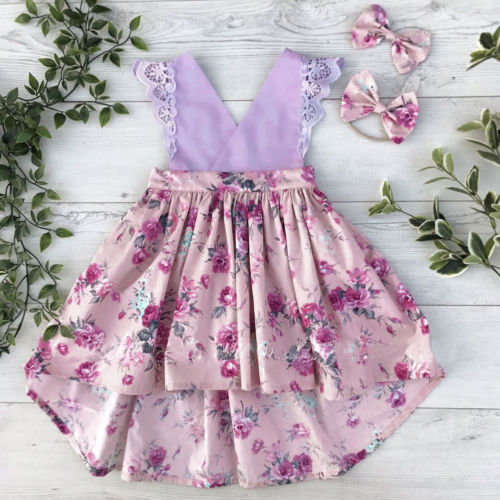 Newborn Baby Girl Sister Matching Outfits Floral Clothes Floral Sleeveless Lace Jumpsuit Romper Dresses - ebowsos