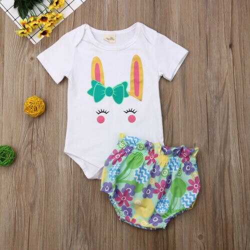 Newborn Baby Girl Summer Romper Tops Floral Pants Outfits Clothes 0-24M - ebowsos