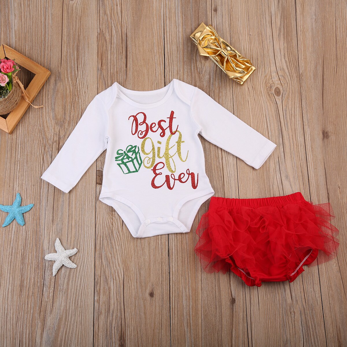 Newborn Baby Girls Best Gift Ever Top Romper Tutu Pants 3Pcs Outfits Set Clothes - ebowsos