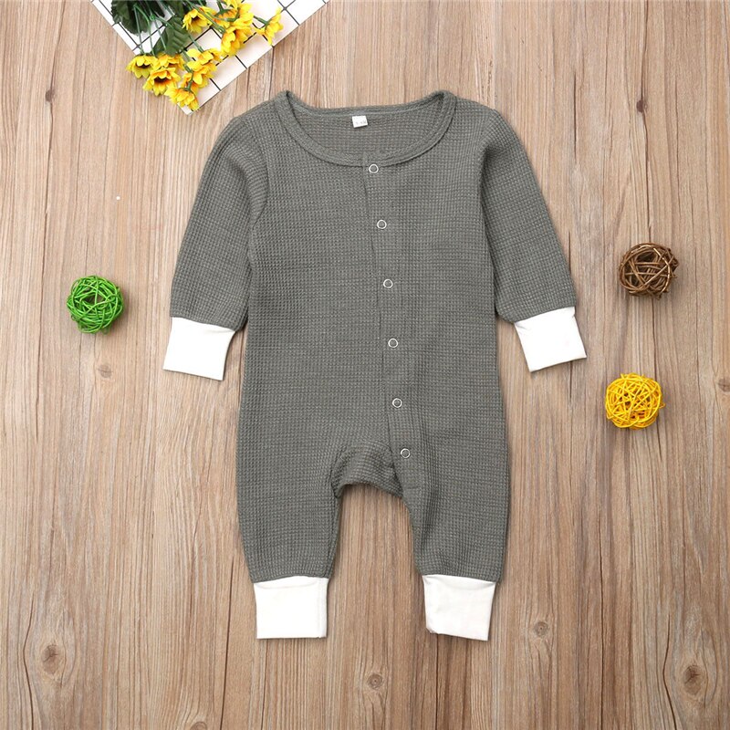 Newborn Baby Girls Boys Cotton Romper Long Sleeve Jumpsuit Clothes Outfits 0-18M - ebowsos