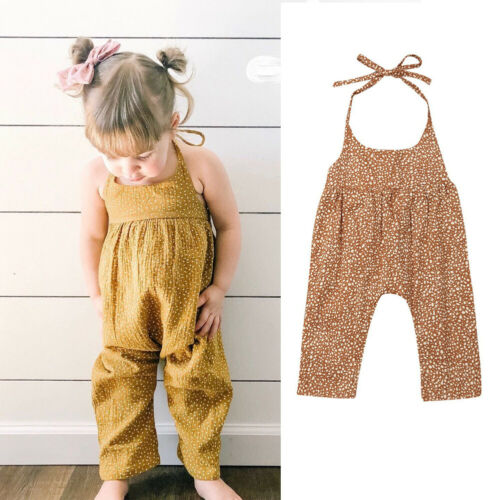 Newborn Baby Girls Casual Floral Jumpsuit Lace Halter Romper Outfits Clothes Baby Clothing - ebowsos