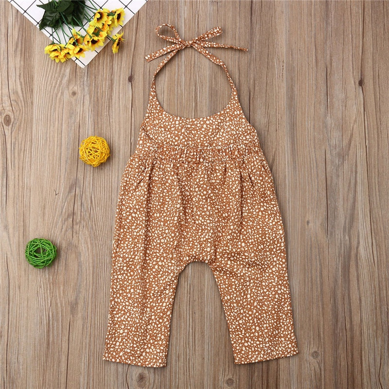 Newborn Baby Girls Casual Floral Jumpsuit Lace Halter Romper Outfits Clothes Baby Clothing - ebowsos