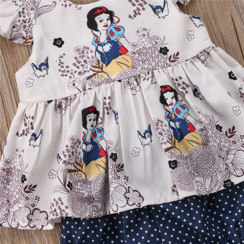 Newborn Baby Girls Clothes Floral Cartoon Tops Vest T shirt+Shorts Pants 2pcs Outfits Kids Clothing Se - ebowsos