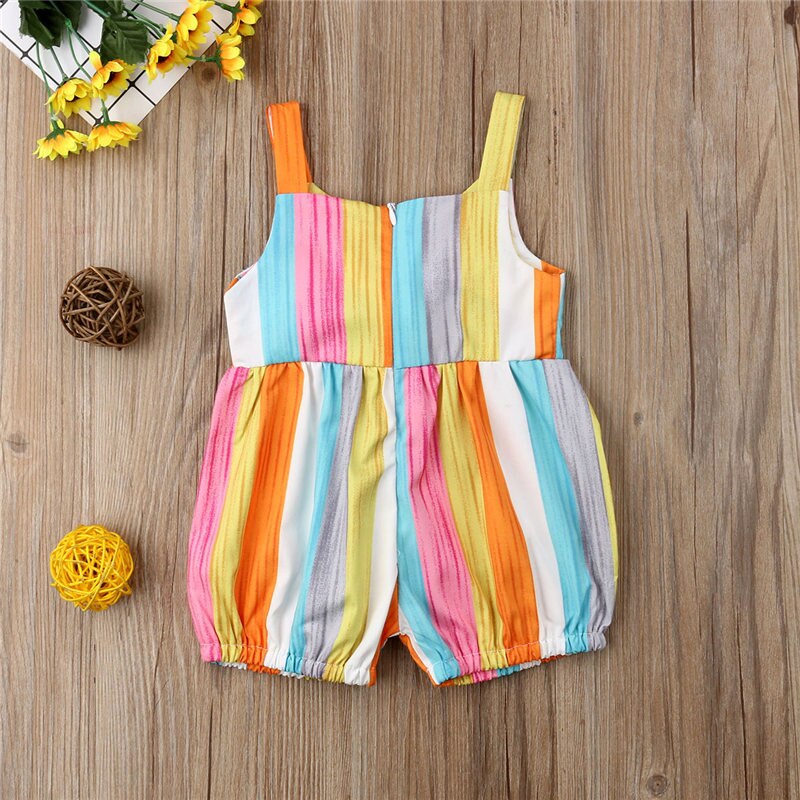 Newborn Baby Girls Clothing Striped Bow Rompers Sleeveless Jumpsuit Baby Girl Costume - ebowsos