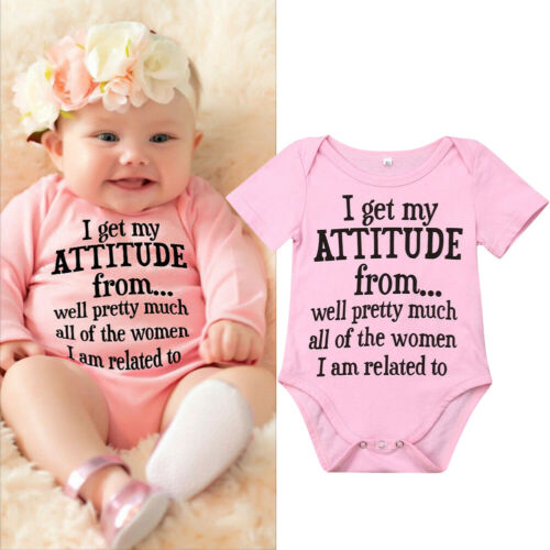 Newborn Baby Girls Cotton Letter Romper Short Sleeve Jumpsuit Clothes Summer 0-18 Months - ebowsos