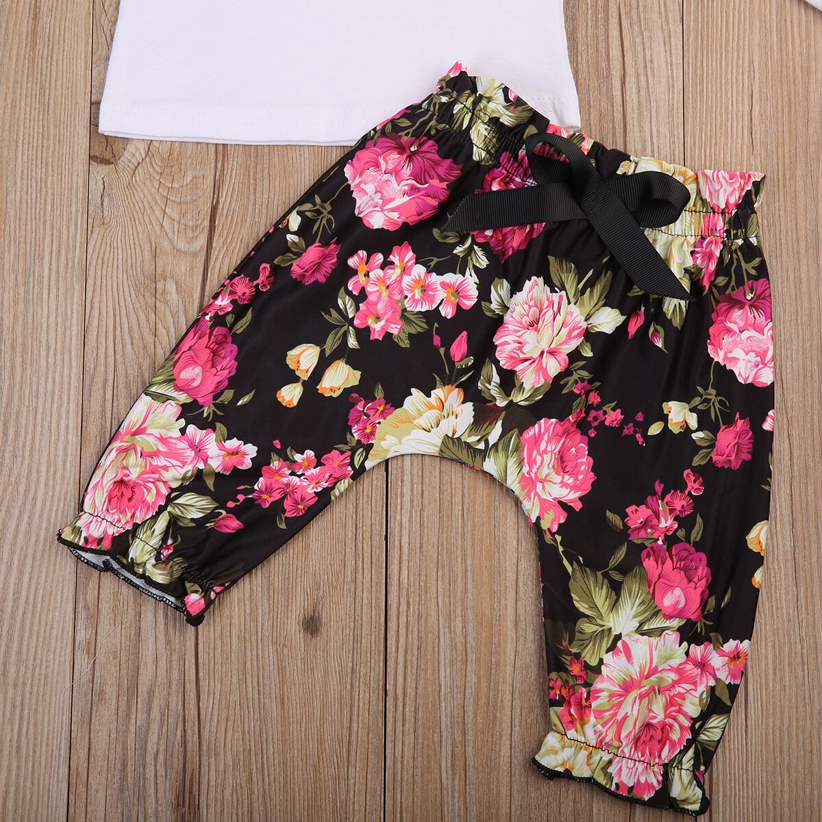 Newborn Baby Girls Cotton Tops T-shirt Floral Leggings Trousers Outfits Clothes Set - ebowsos