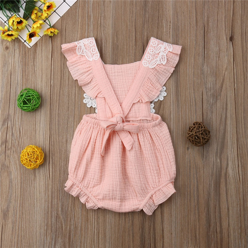 Newborn Baby Girls Lace Romper Jumpsuit Sleeveless Backless Kids Summer girl Cute Clothes 0-18M - ebowsos