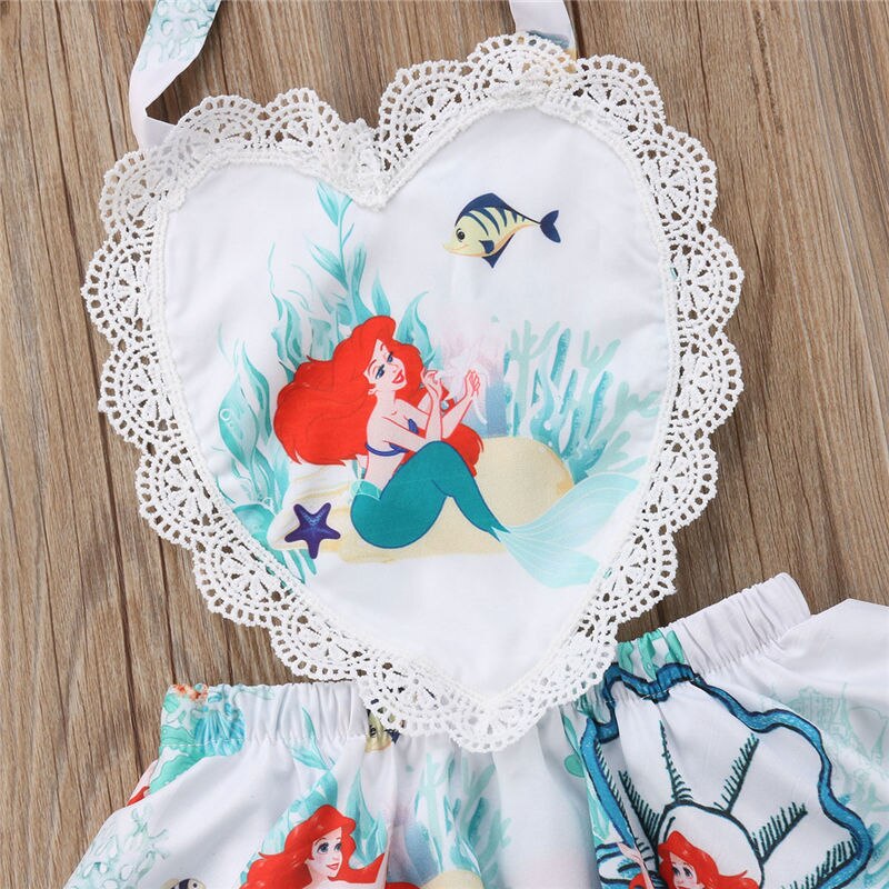 Newborn Baby Girls Mermaid Lace Tutu Romper Fancy Dress Outfits Kids Costume Cute Neck Summer Clothing - ebowsos