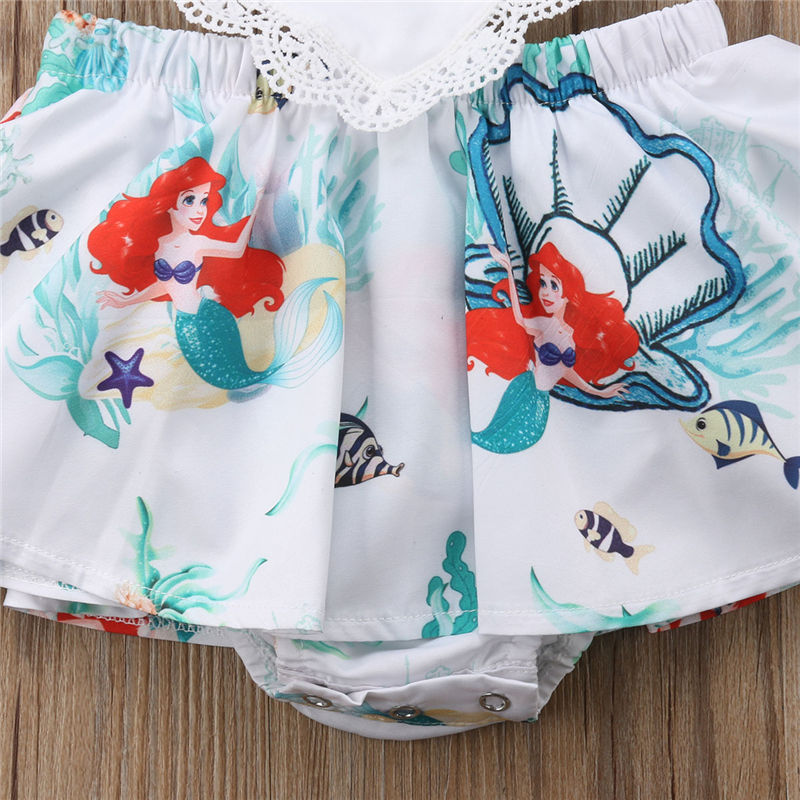 Newborn Baby Girls Mermaid Lace Tutu Romper Fancy Dress Outfits Kids Costume Cute Neck Summer Clothing - ebowsos