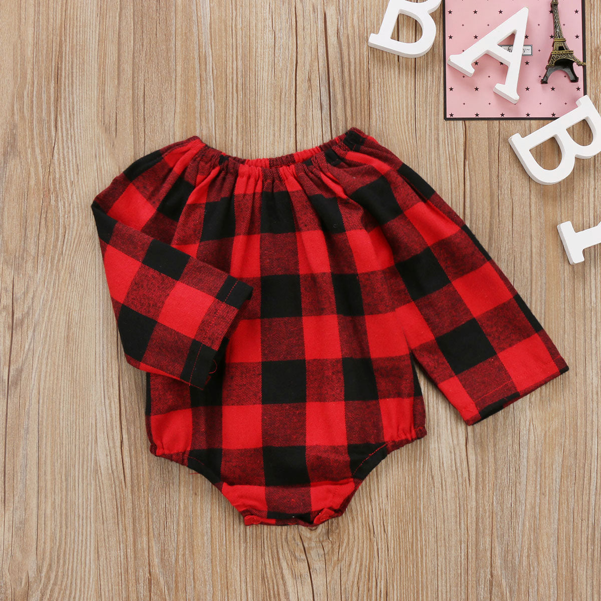 Newborn Baby Girls Plaid Long Sleeve Romper Jumpsuit Outfits Clothes US Stock - ebowsos