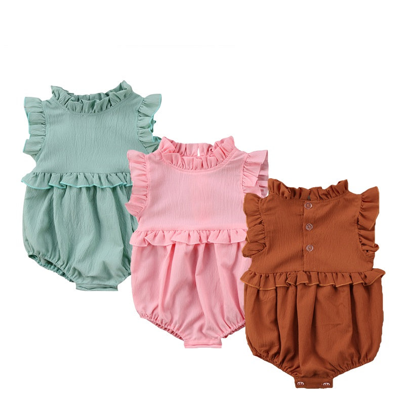 Newborn Baby Girls Sleeveless Ruffles Sleeveless Romper Jumpsuit Clothes Outfits Summer - ebowsos