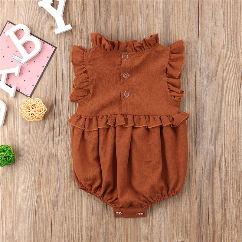 Newborn Baby Girls Sleeveless Ruffles Sleeveless Romper Jumpsuit Clothes Outfits Summer - ebowsos