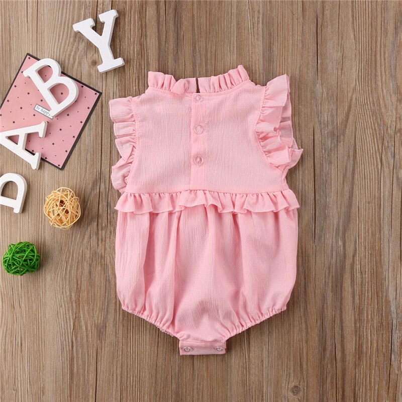 Newborn Baby Girls Sleeveless Ruffles Sleeveless Romper Jumpsuit Clothes Outfits Summer - ebowsos