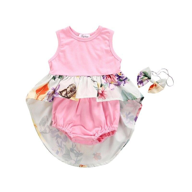 Newborn Baby Girls Summer Casual Flower Dress+Short Pants+Headband Outfits - ebowsos