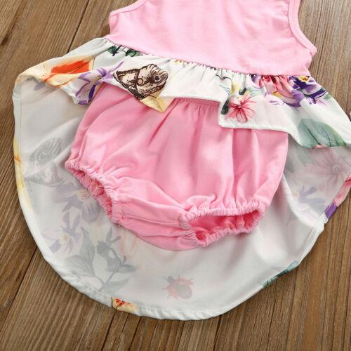 Newborn Baby Girls Summer Casual Flower Dress+Short Pants+Headband Outfits - ebowsos